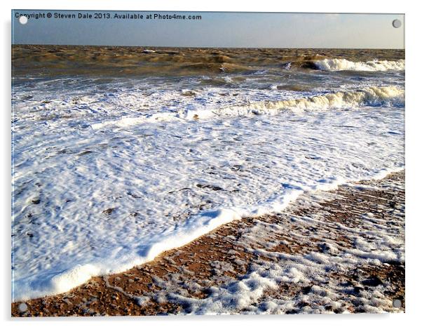 Waves crashing beach Acrylic by Steven Dale