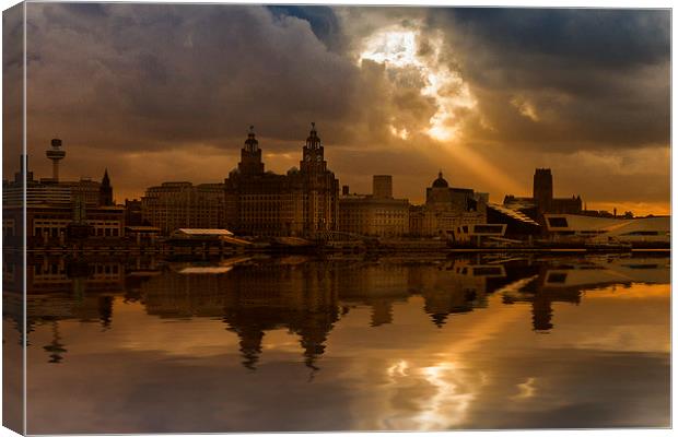 Sunlit Liverpool Skyline Canvas Print by Rob Lester