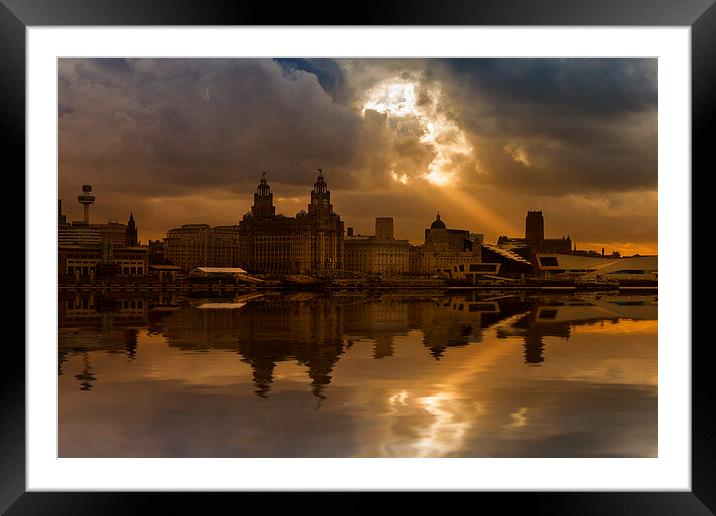 Sunlit Liverpool Skyline Framed Mounted Print by Rob Lester