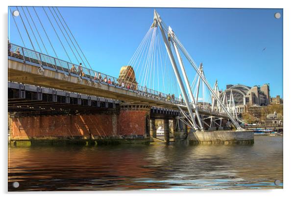 Golden Jubilee bridges London Acrylic by David French