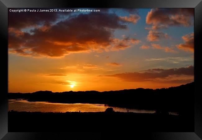 Sunset over Ogmore Estuary Framed Print by Paula J James