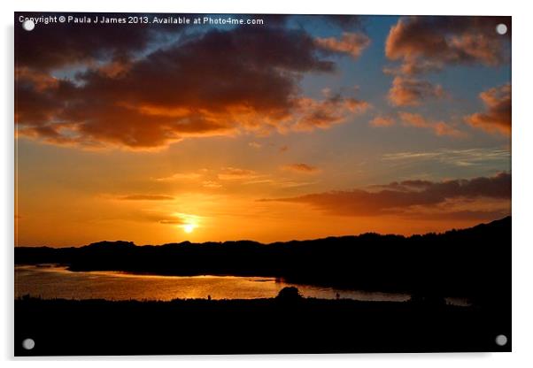 Sunset over Ogmore Estuary Acrylic by Paula J James