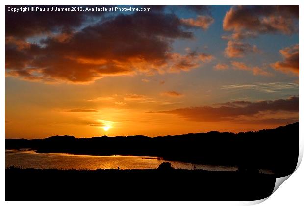 Sunset over Ogmore Estuary Print by Paula J James