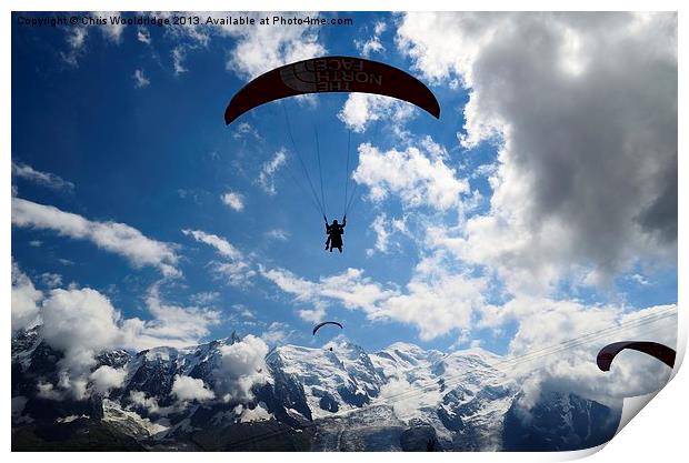 Mont Blanc Gliders Print by Chris Wooldridge