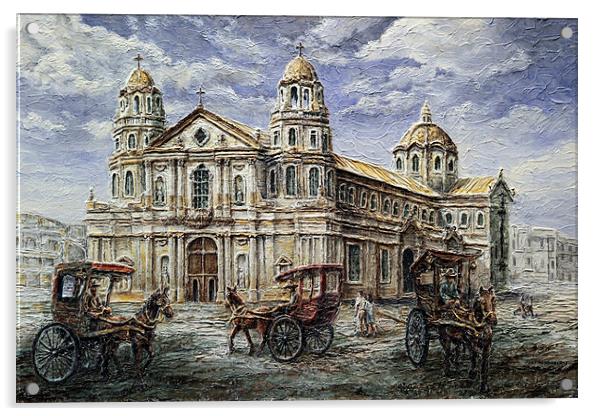 Quiapo Church 1900s Acrylic by Joey Agbayani