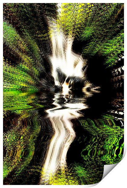 Waterfall Explosion Print by Ian Jeffrey