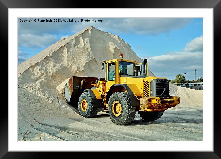 Dumper truck loading rock salt ready for delivery. Framed Mounted Print by Frank Irwin