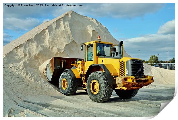 Dumper truck loading rock salt ready for delivery. Print by Frank Irwin