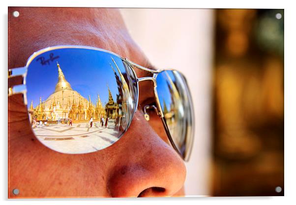 Shwedagon Pagoda Acrylic by Perry Johnson