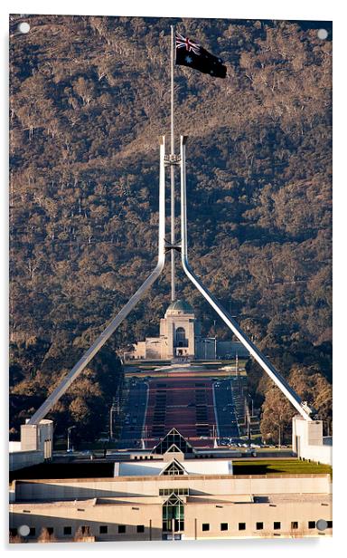 Parliament and War Memorial Australia Acrylic by Steven Ralser