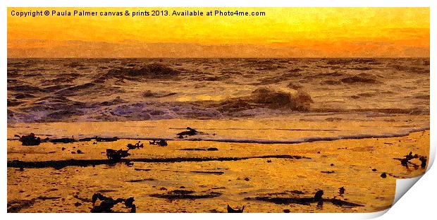 Dusk over the Bristol Channel Print by Paula Palmer canvas