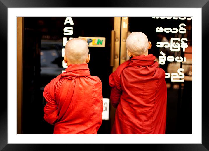 Young Monks Framed Mounted Print by Perry Johnson