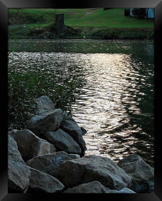 The Sun Going Down on Finley River Framed Print by Pics by Jody Adams