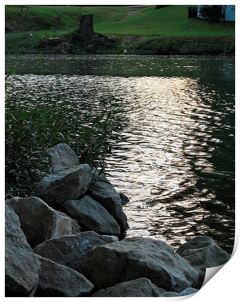 The Sun Going Down on Finley River Print by Pics by Jody Adams