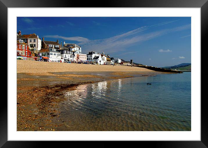 Lyme Regis Main Beach & Seafront Framed Mounted Print by Darren Galpin