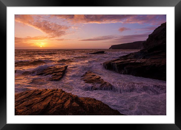 Sunset at Trebarwith Framed Mounted Print by Thomas Schaeffer