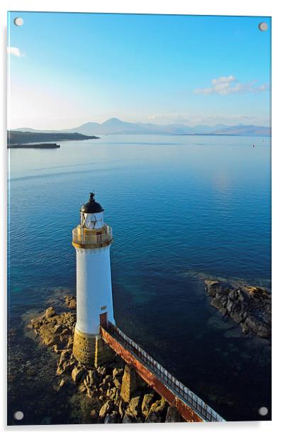 Eilean Bhan lighthouse , Isle of Skye Acrylic by Les Parsons