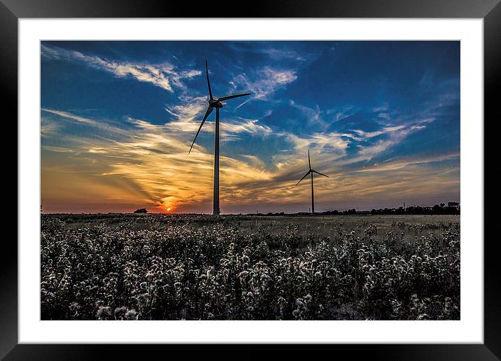 twin wind turbines Framed Mounted Print by jim wardle-young