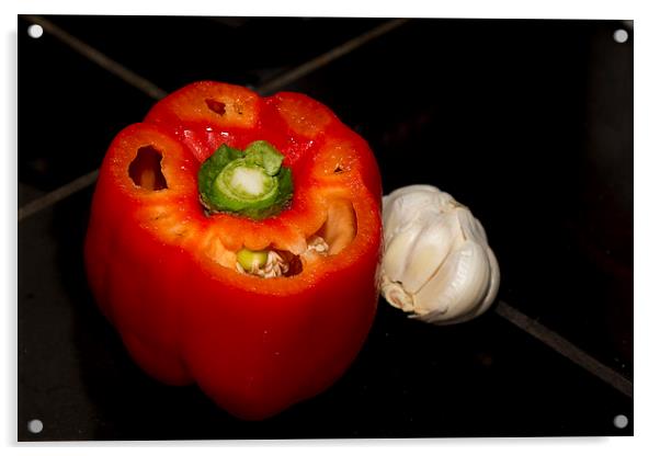 Pepper and Garlic Acrylic by Anne Rodkin