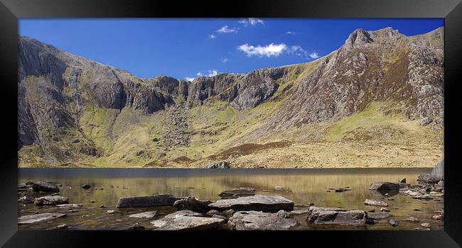 Llyn Idwal and the Glyders panorama Framed Print by James Ward