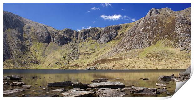 Llyn Idwal and the Glyders panorama Print by James Ward
