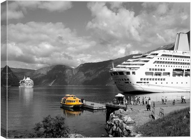 Cruise ships at Eidfjord Canvas Print by Bill Lighterness