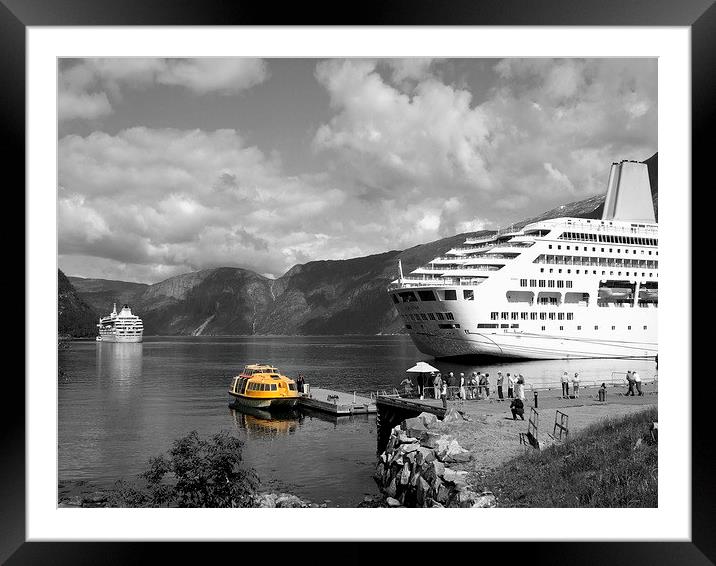Cruise ships at Eidfjord Framed Mounted Print by Bill Lighterness