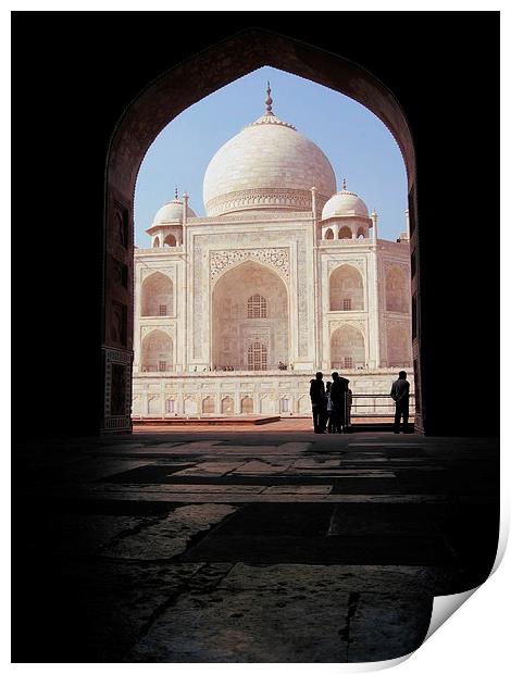 Spying on the Taj Mahal Print by Sophia Yarwood