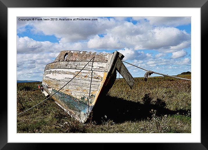 Art work Abandoned boat on Heswall Beach Framed Mounted Print by Frank Irwin