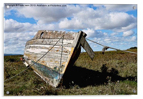 Art work Abandoned boat on Heswall Beach Acrylic by Frank Irwin