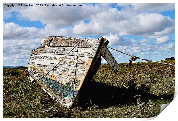 Art work Abandoned boat on Heswall Beach Print by Frank Irwin