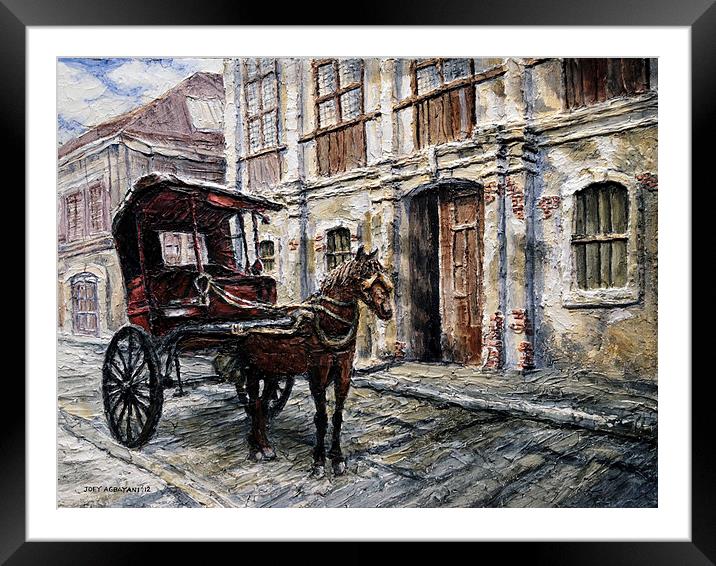 Red Carriage Framed Mounted Print by Joey Agbayani