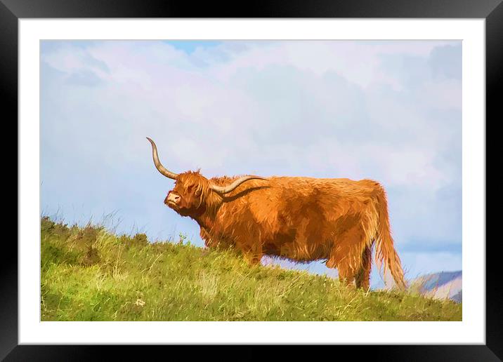 Highland Cow Watercolour Framed Mounted Print by Chris Thaxter