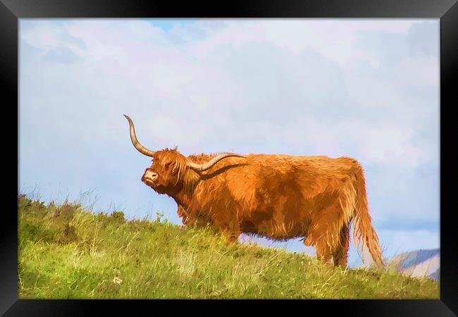 Highland Cow Watercolour Framed Print by Chris Thaxter