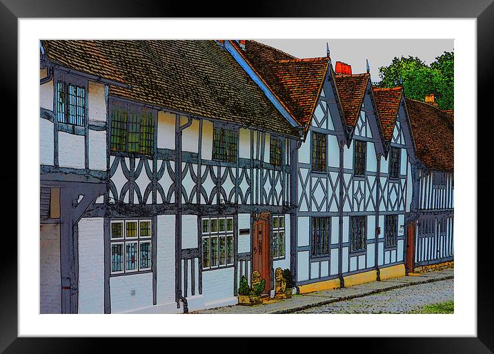 TUDOR HOUSES Framed Mounted Print by David Atkinson