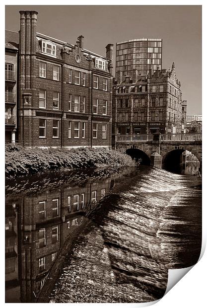 River Don Weir & Ladys Bridge, Sheffield Print by Darren Galpin