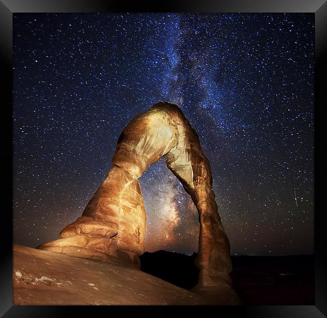 Milky Way at Delicate Arch Framed Print by Amit Saha