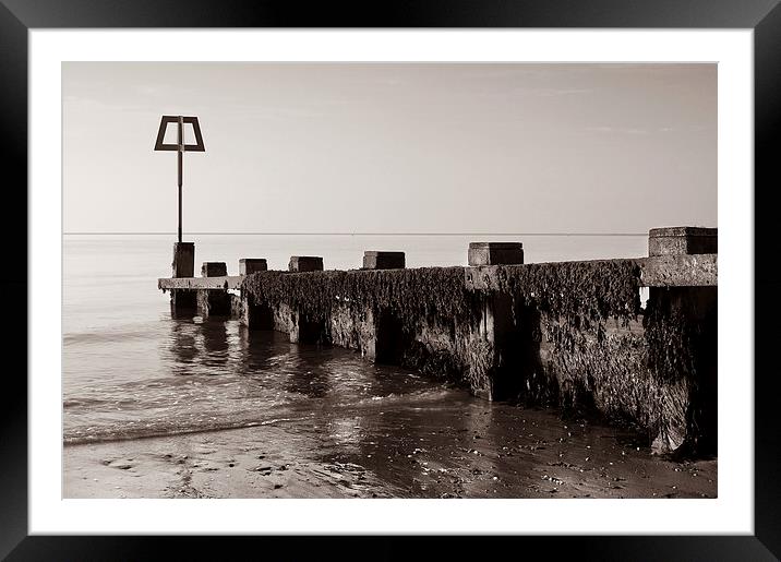 High Tide Marker & Groynes, Swanage Bay Framed Mounted Print by Darren Galpin