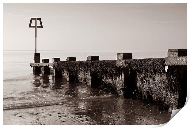 High Tide Marker & Groynes, Swanage Bay Print by Darren Galpin