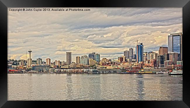 Seattle Harbor View Framed Print by John Cuyler