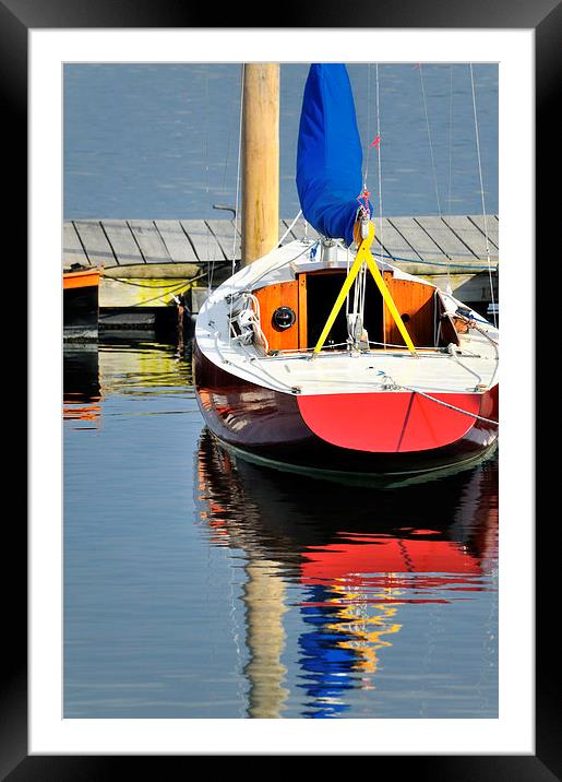 Red boat and reflections Rockland Maine USA Framed Mounted Print by Marianne Campolongo
