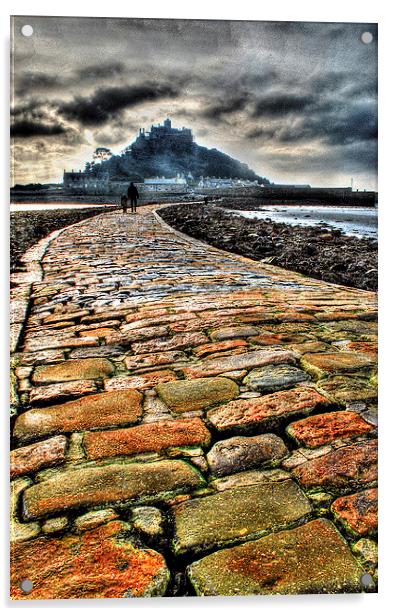 St. Michaels Mount and Causeway Acrylic by Anthony Hedger