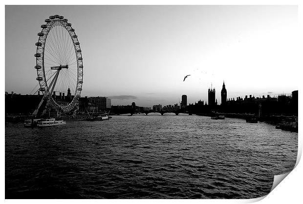 London Eye and River Thames Print by Mark Gracey