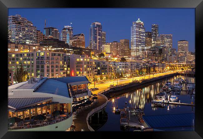 Seattle at dusk Framed Print by Plamen Stefanov