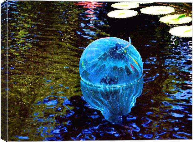 Chihully Blown Glass Ball Canvas Print by Pamela Briggs-Luther