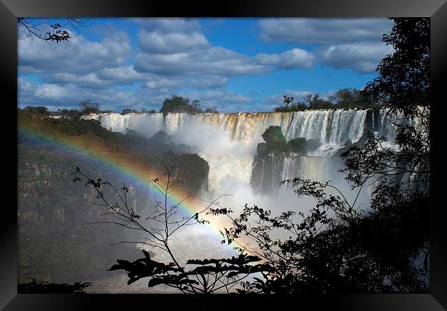 Rainbow at the Iguazu Falls Framed Print by Daniel Gilroy