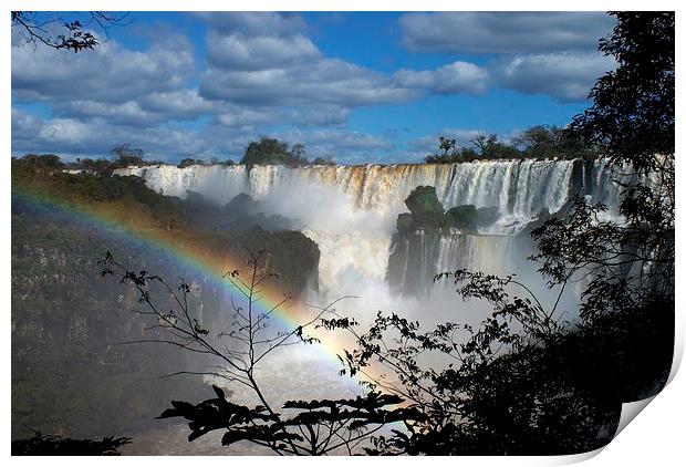 Rainbow at the Iguazu Falls Print by Daniel Gilroy