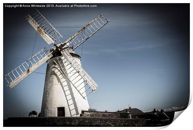 Ballycopeland Windmill Print by Anne Whiteside