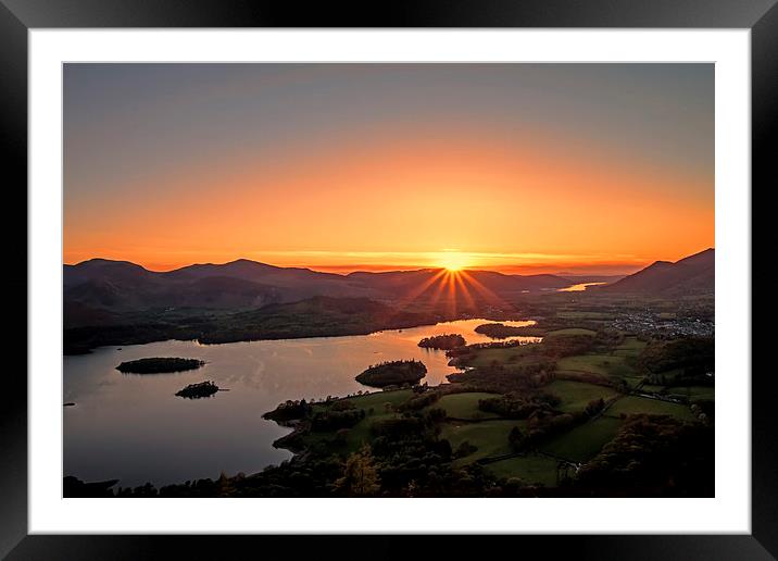 Sunset over Keswick Framed Mounted Print by Roger Green