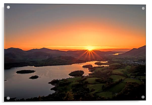 Sunset over Keswick Acrylic by Roger Green